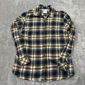 Dickies Shirt Womens Small Blue‎ Yellow Plaid Long Sleeve Button Workwear Pocket